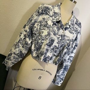 Victorian drawing print cropped jacket